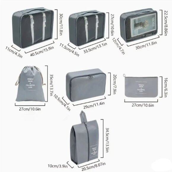 New! Packing Cubes, Travel Luggage Organizers Set with Toiletry Bag (7pcs) - Picture 7 of 7